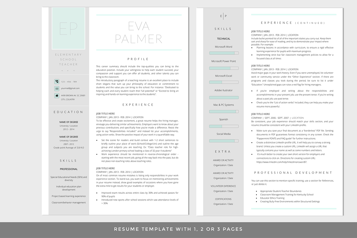 Resume Template for Word / CV, a Resume Template by PAPPERMINT RESUME STUDIO (Photo 2 of 8)
