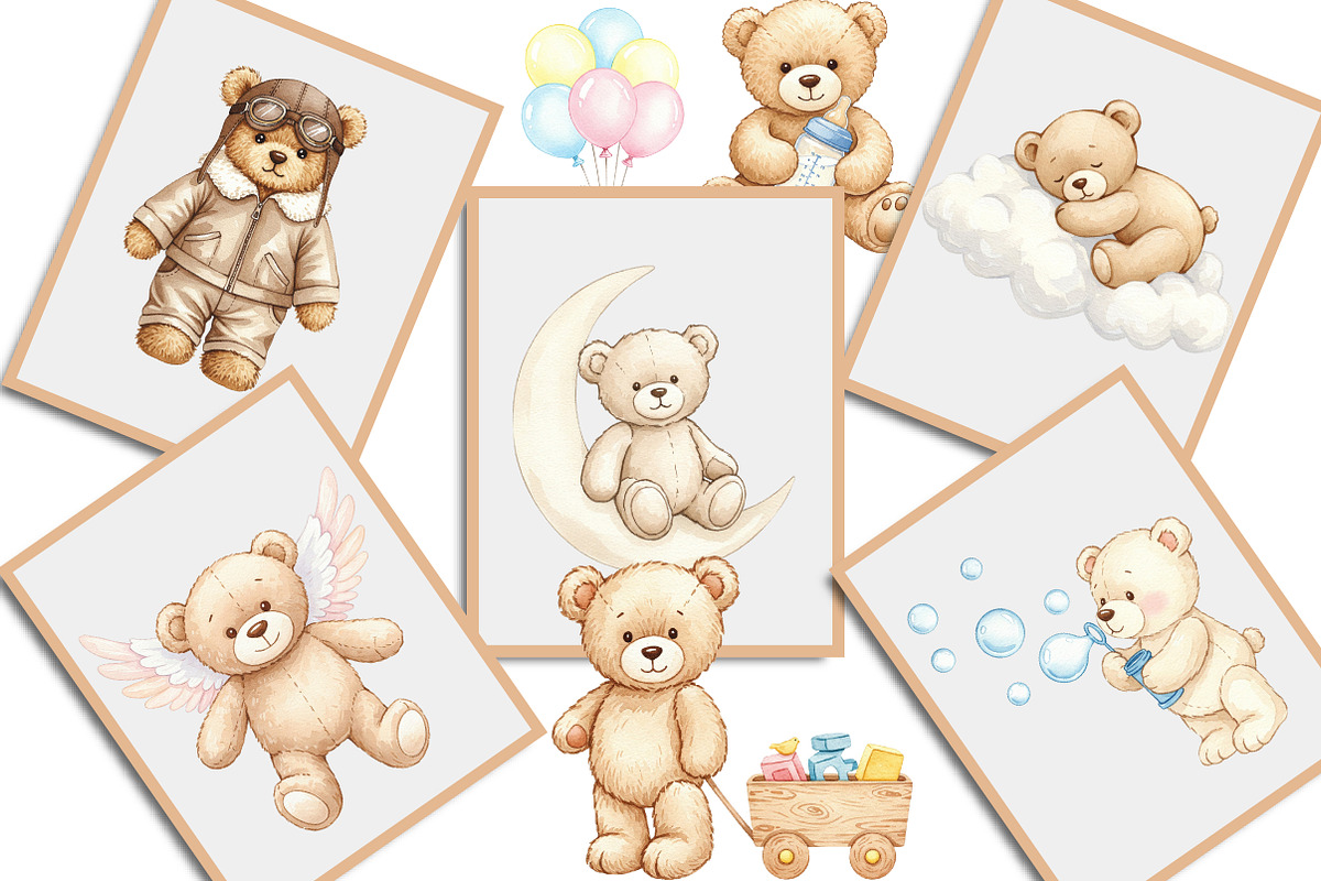 Watercolor Beige Teddy Bear Nursery, an Illustration by Creative Art (Photo 5 of 7)