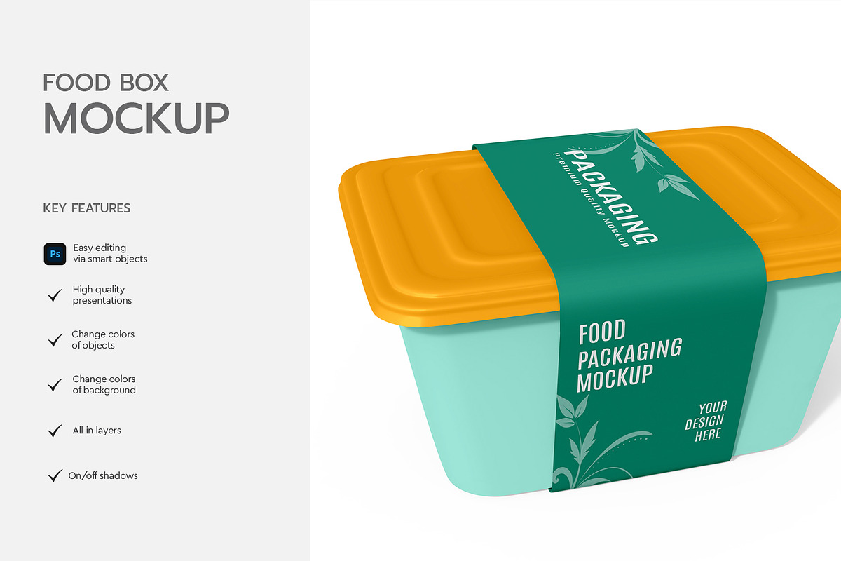 Food Box Label Packaging Mockup