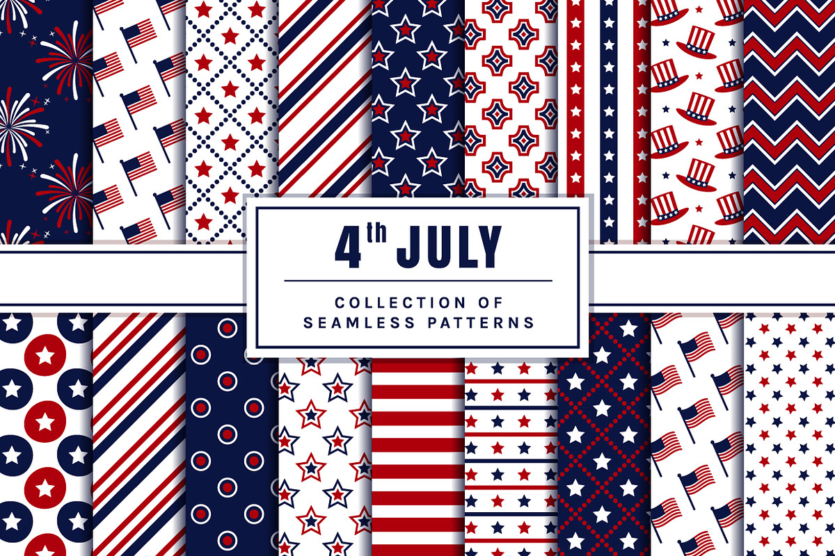 4th of July Seamless Patterns, a Pattern Graphic by JuliaMalinovskaya (Photo 1 of 2)