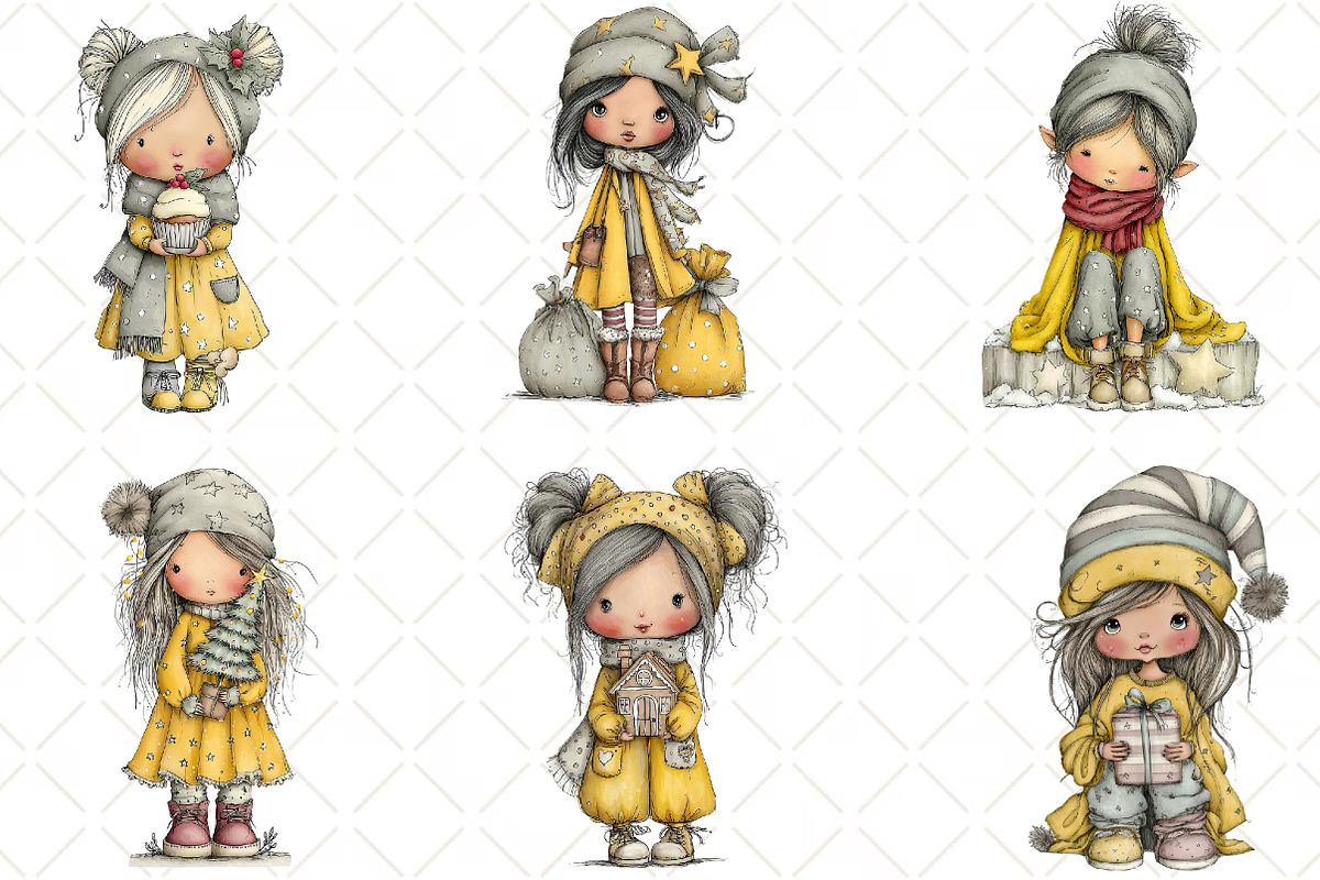 Whimsical Christmas Elf Clipart, an Illustration by Black Bird Studio (Photo 3 of 6)