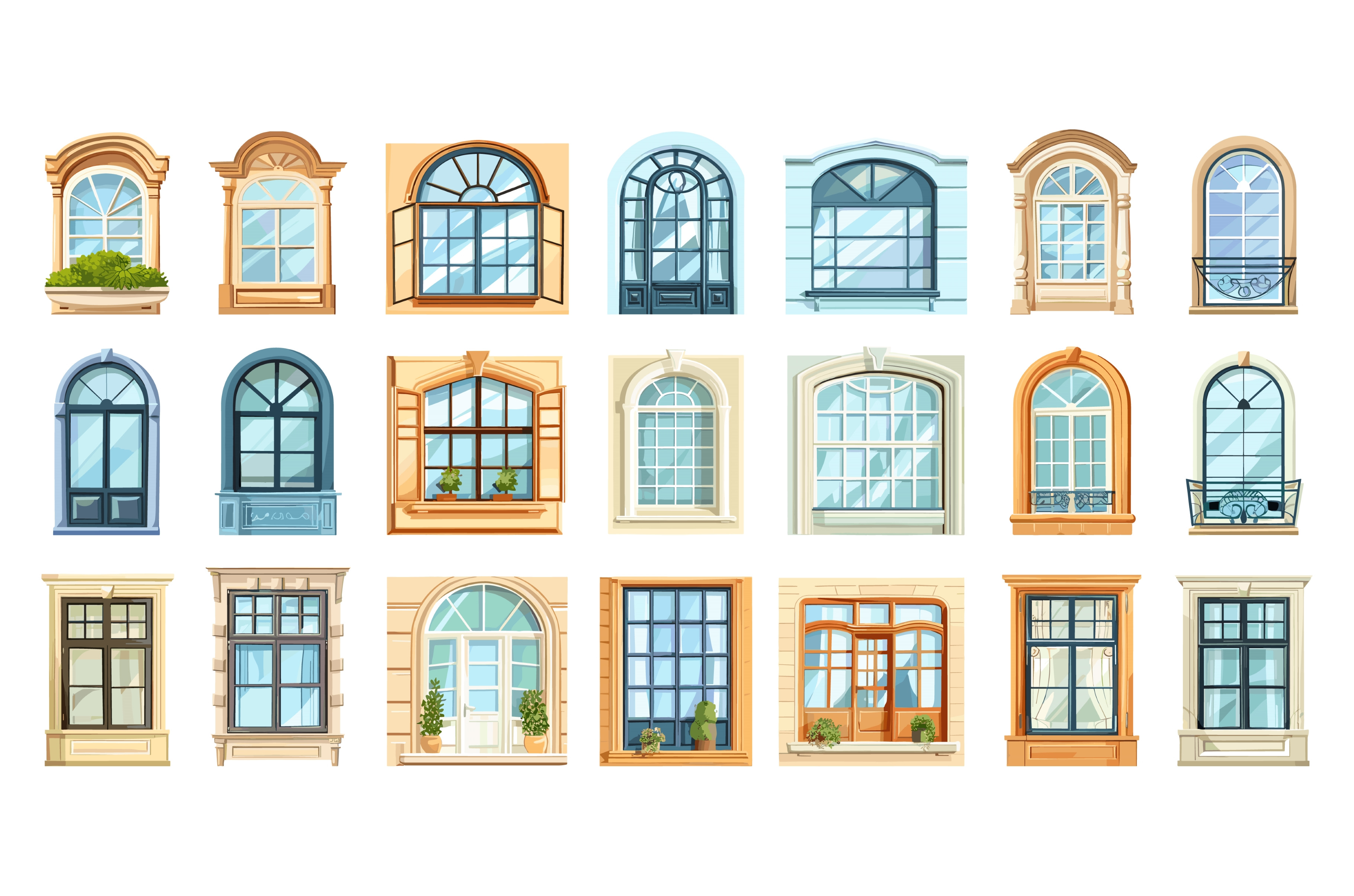 Cartoon Different Plastic Windows, an Object Illustration by LadadikArt