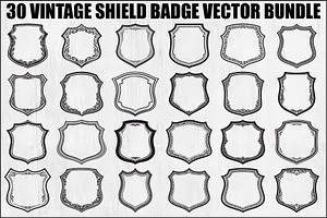 Vintage Shield Badge Vector Bundle, an Illustration by Gfx_Store