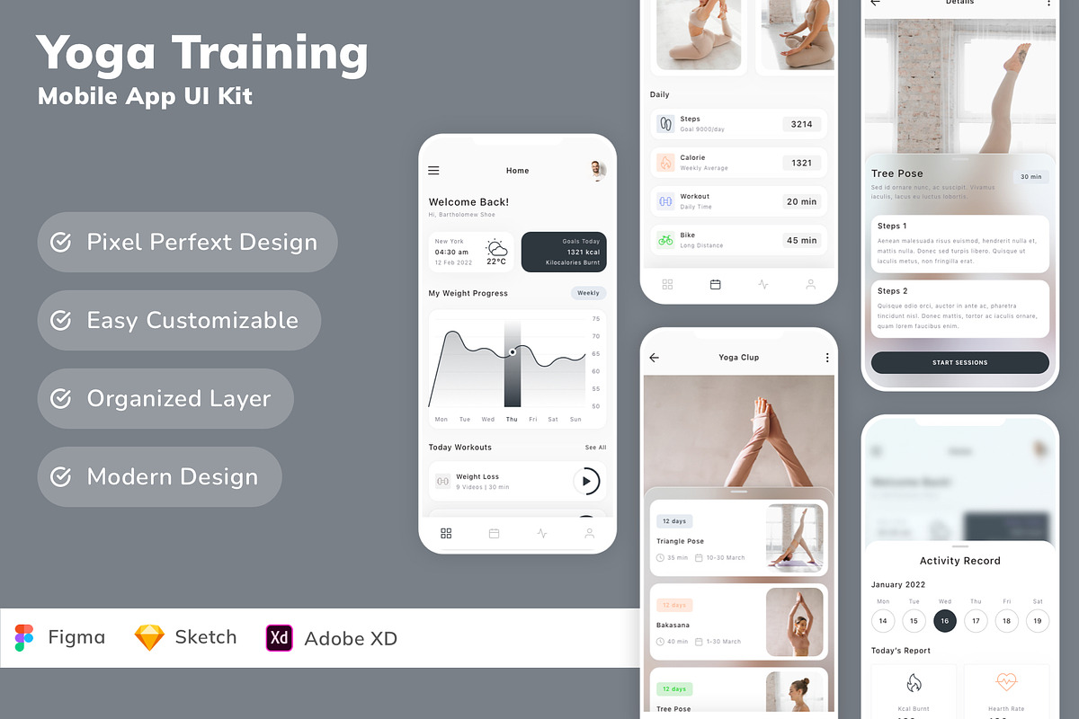 Yoga Training Mobile App UI Kit, an UI Kit Template by Betush