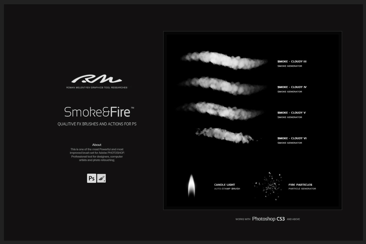 RM Smoke & Fire (PS brushes), a Brush Add-On by R M (Photo 3 of 5)