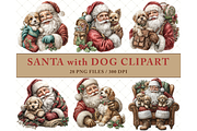 Santa With Dog Clipart PNG, a Seasonal Illustration by Memories By Lea (Thumbnail 5 of 19)
