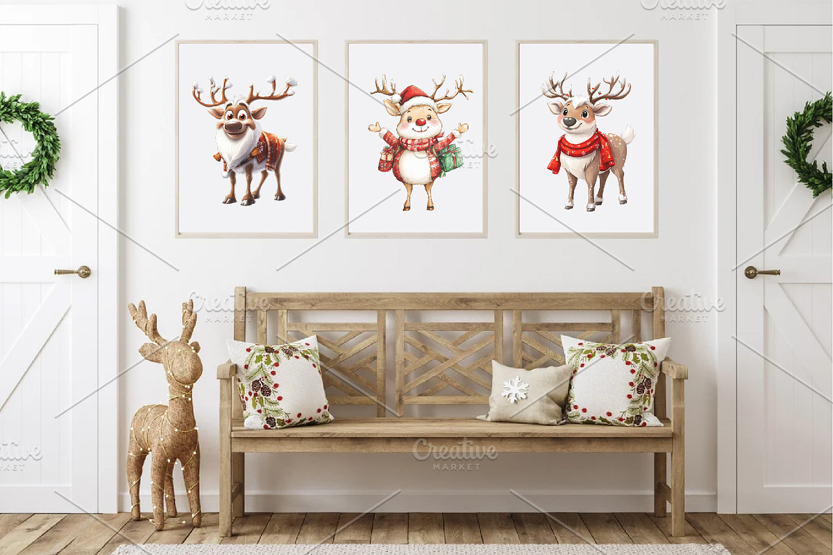 Christmas Deer. Watercolor PNG., an Animal Illustration by KENO Mascots (Photo 6 of 8)