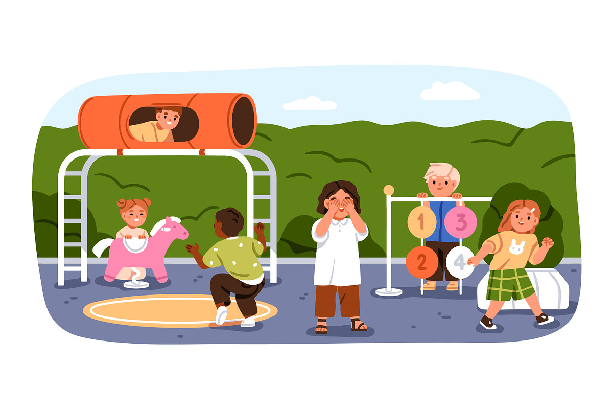 Children play hide and seek game set, a Person Illustration by Good Studio (Photo 4 of 5)