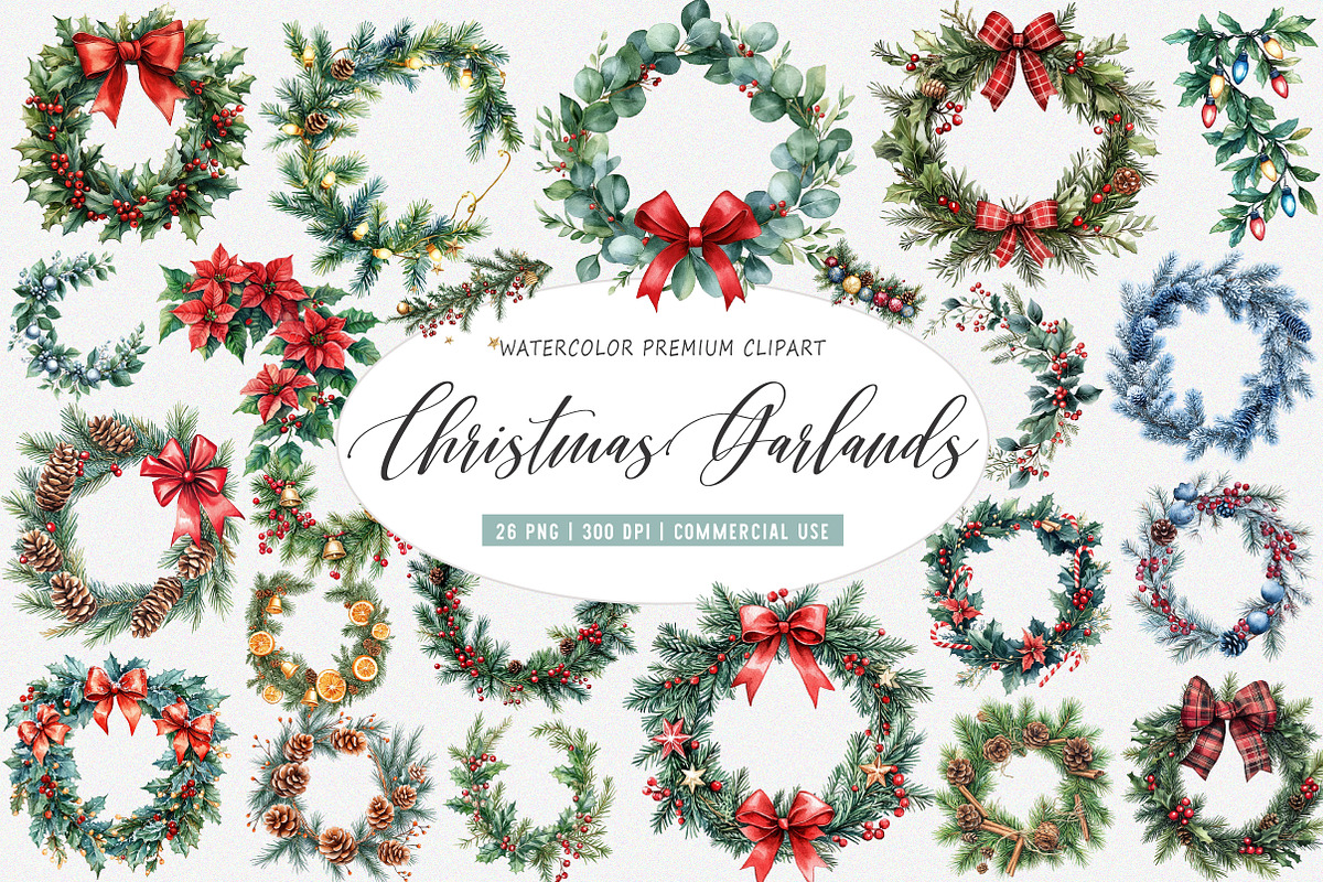 Christmas Garlands Sublimation PNG, an Illustration by SinaCreation (Photo 1 of 5)