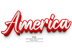 America PSD 3d editable text effect, a Layer Style Add-On by TrueVector