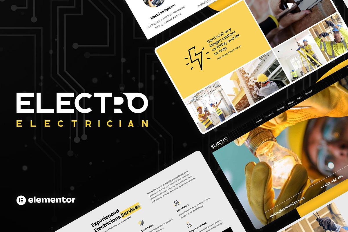 Electrician WordPress Theme, a WordPress Template by Nicdark Themes