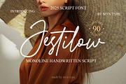 Jestilow - Monoline Handwritten Font, a Script Font by Myn Type (Thumbnail 1 of 13)
