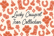 Lucky Cowgirl Icon Pack Collection, an Outline Icon by Pink Tiger Creative (Thumbnail 1 of 5)