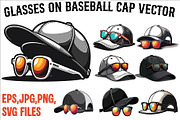 Glasses On Baseball Cap Vector, an Illustration by Amazin_art (Thumbnail 1 of 8)