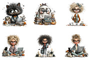 Halloween Office Girl Clipart Bundle, a Seasonal Illustration by CreationArt (Thumbnail 5 of 7)
