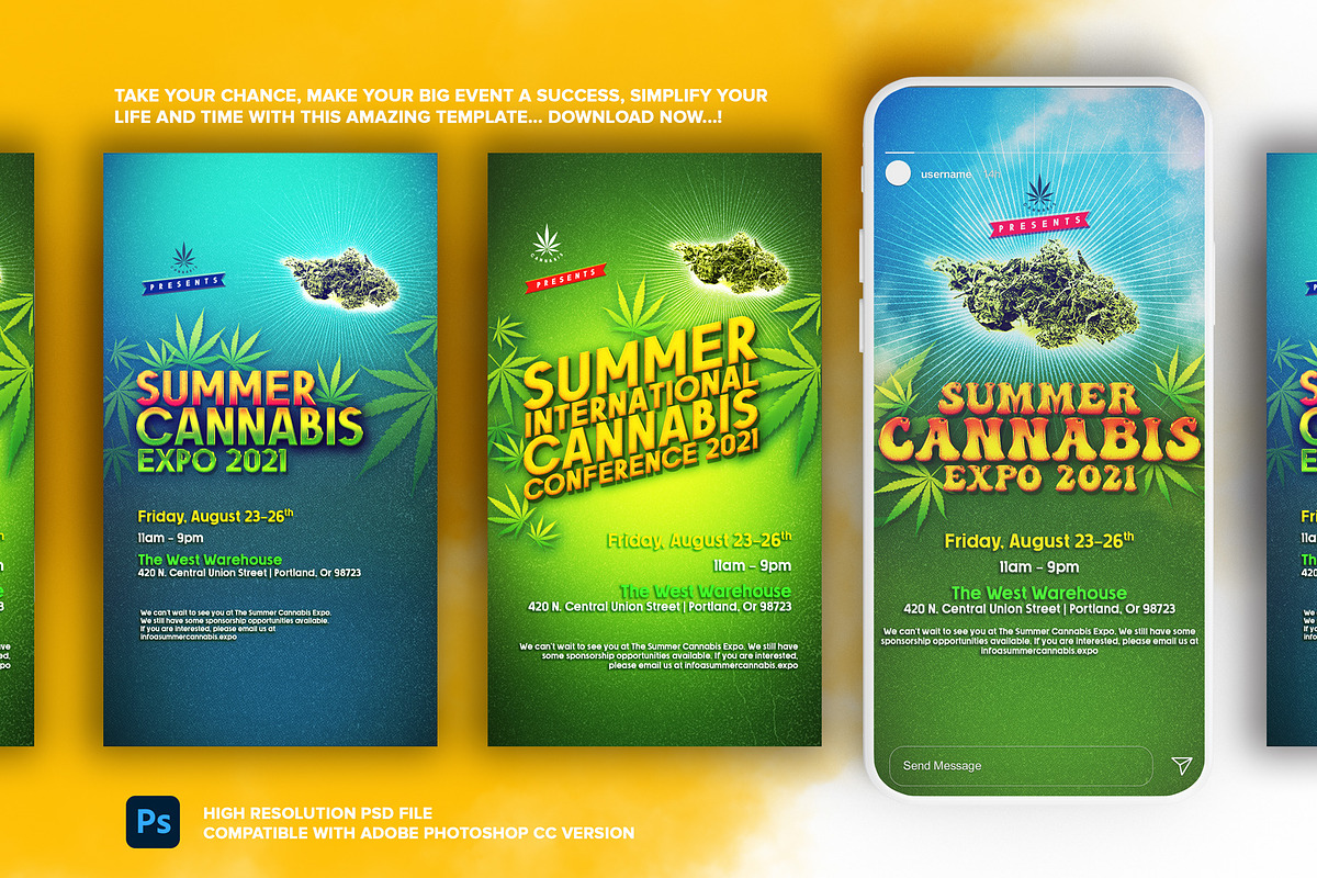 Summer Cannabis Expo Instagram Post, a Social Media Template by The Design For Co. (Photo 5 of 5)