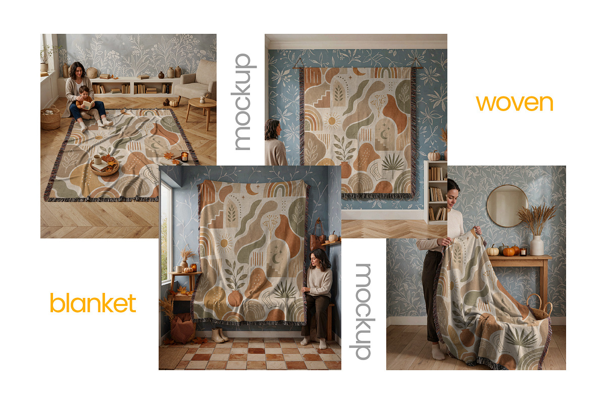 Autumn Woven Blanket Mockup Bundle, a Household Mockup by Mockups Studio (Photo 7 of 9)