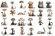 45 Quirky Cat Clipart Set, an Animal Illustration by Pati Charm Studio (Thumbnail 3 of 9)