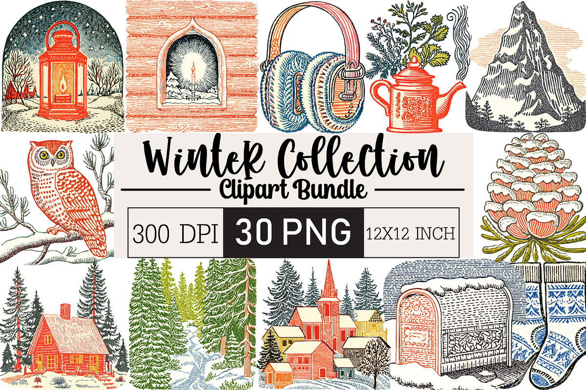 Watercolor Winter Clipart Collection, an Illustration by Black Bird Studio (Photo 1 of 6)