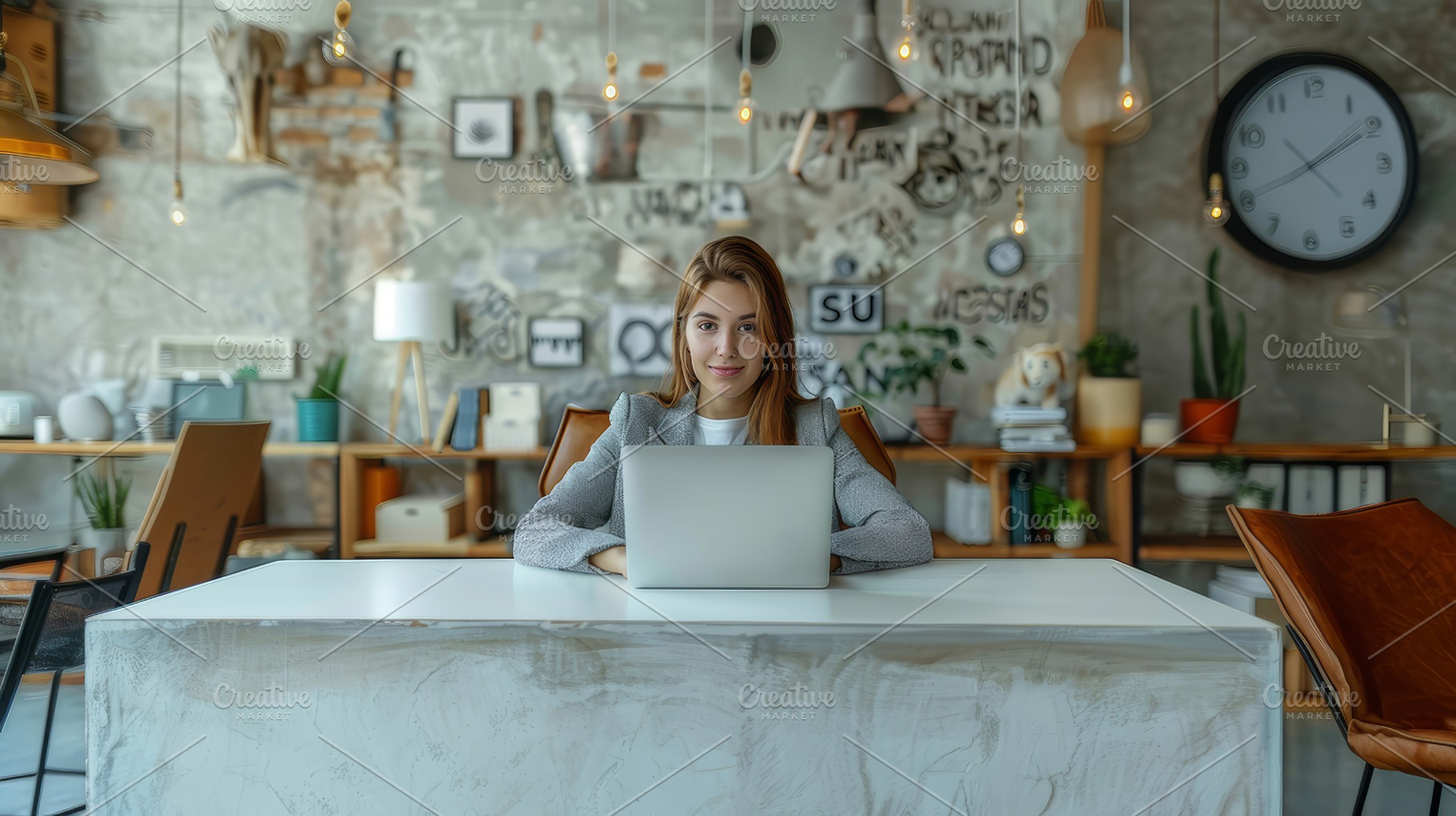 Young Professional Woman Working on Laptop in a Modern Office Setting, a Photo by AS photostudio