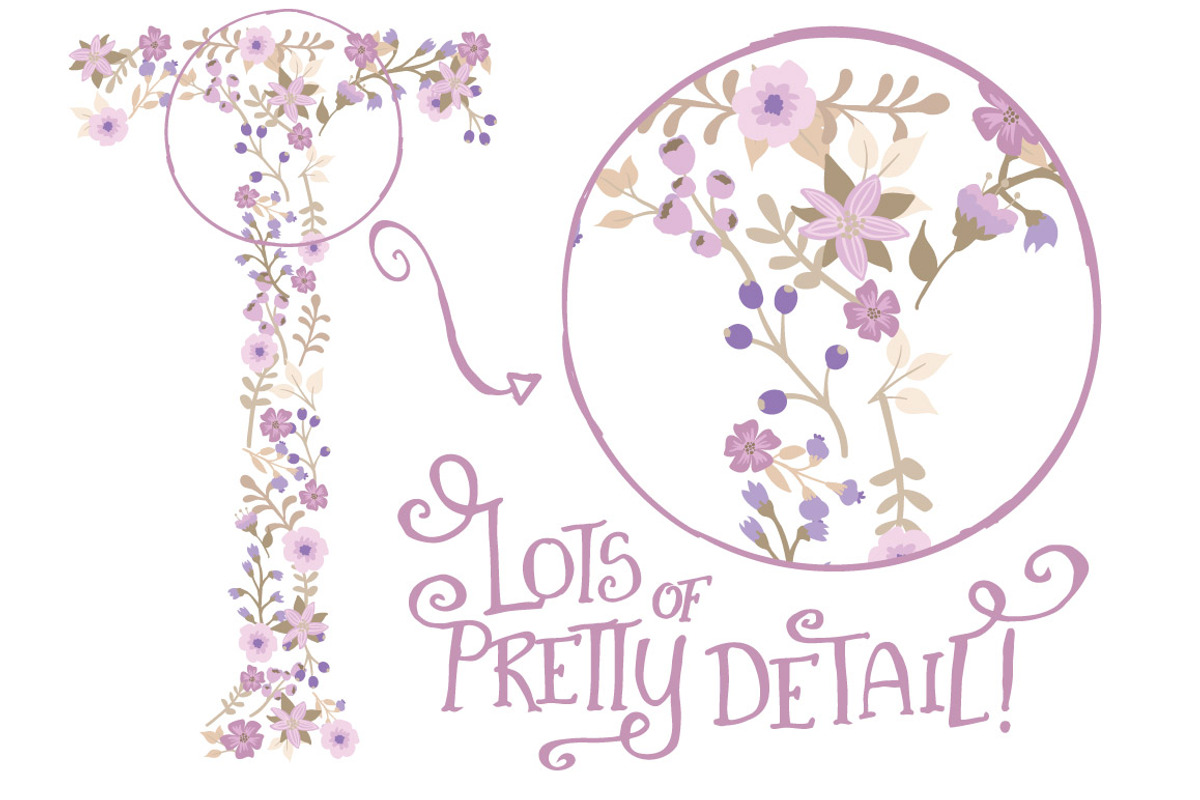 Lavender Floral Alphabet Vectors, an Illustration by Amanda Ilkov (Photo 4 of 5)