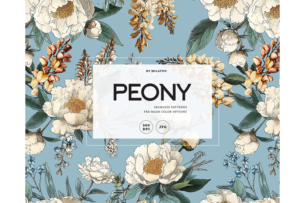 Flower lush peony seamless pattern, a Pattern Graphic by Milatoo (Photo 1 of 10)