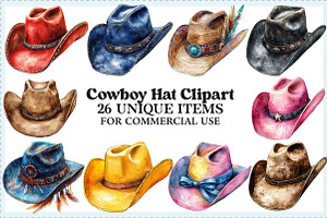 Cowboy Hat Clipart Bundle, an Illustration by Craft Nest