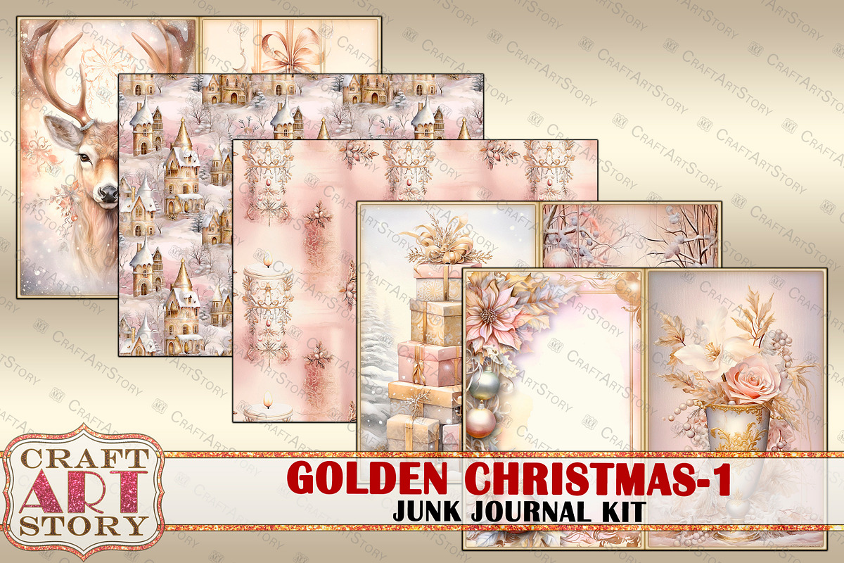 Golden Christmas-1 Junk Journal, a Transportation Illustration by CraftArtStory (Photo 3 of 6)