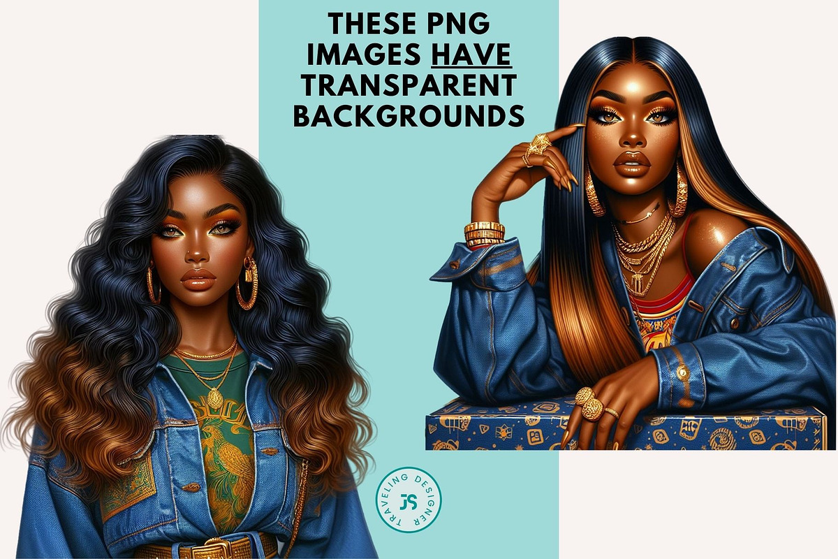 20 Black Women in Jeans Clipart, an Object Graphic by Traveling Designer (Photo 5 of 5)
