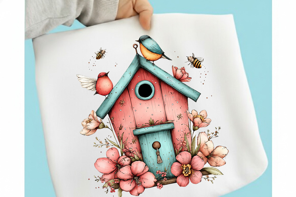 Spring Bird House Bundle Clipart, an Illustration by designcity5 (Photo 4 of 5)