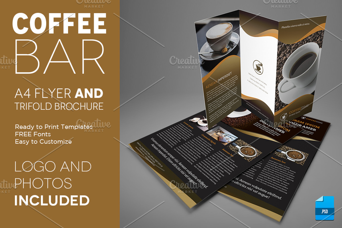 Coffee A4 Trifold brochure and Flyer, a Flyer Template by Illusiongraphic (Photo 1 of 4)