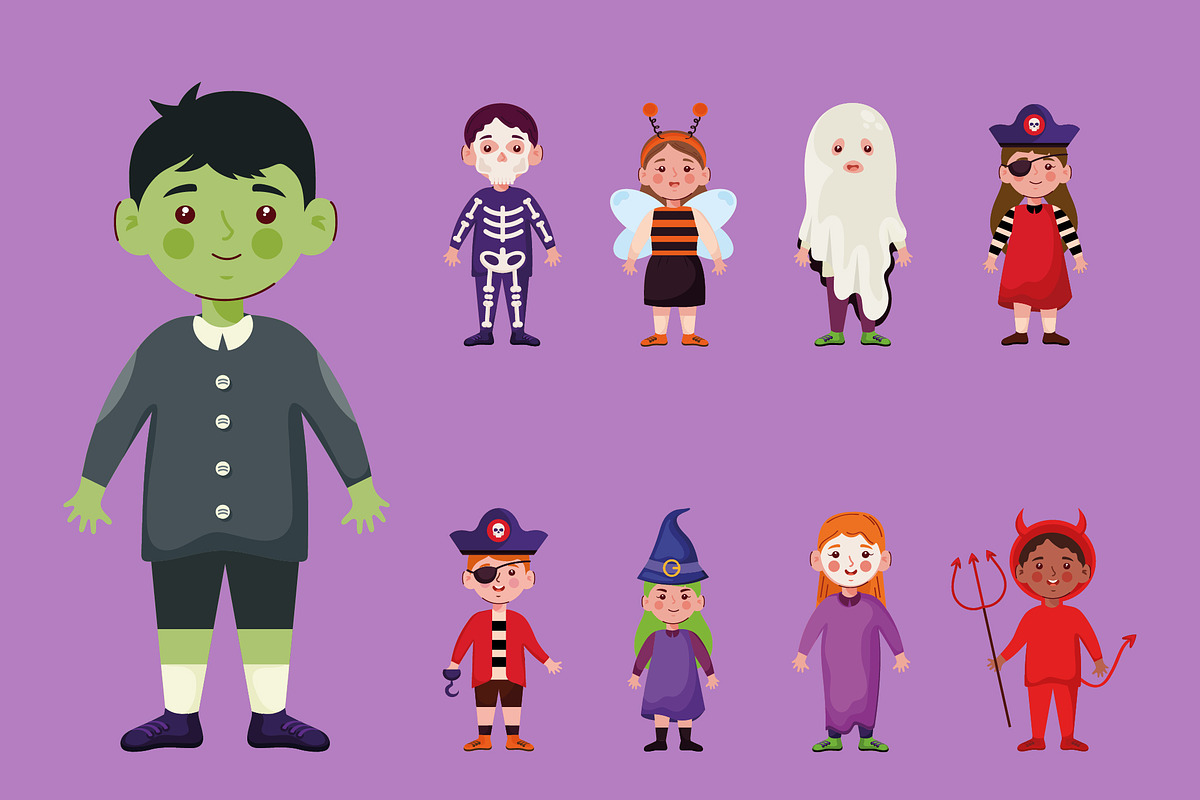 Halloween Kids Illustration Set, a Templates & Theme by studiogstock (Photo 2 of 2)
