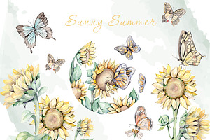 Watercolor Set Sunny Summer