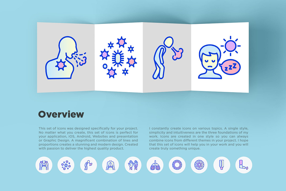Asthma | 16 Thin Line Icons Set, an Outline Icon by Alex Blogoodf (Photo 3 of 12)