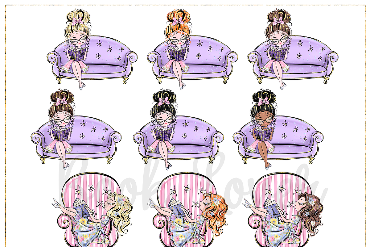 Book Lover Hand Drawn Clipart, a Decorative Illustration by Masha  Studio (Photo 6 of 8)