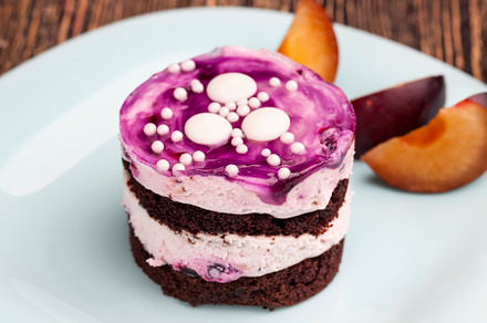 sweet purple layered cake with the taste of blueberries, a Food & Drink Photo by MyPhotos