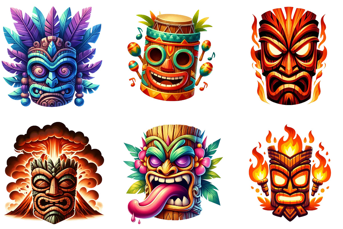 Festival Tiki Mask Clipart, an Illustration by DreamArtGraphic (Photo 2 of 4)