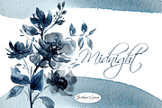 Indigo Blue Watercolor Flowers, an Illustration by Feather Grace Designs (Thumbnail 1 of 10)