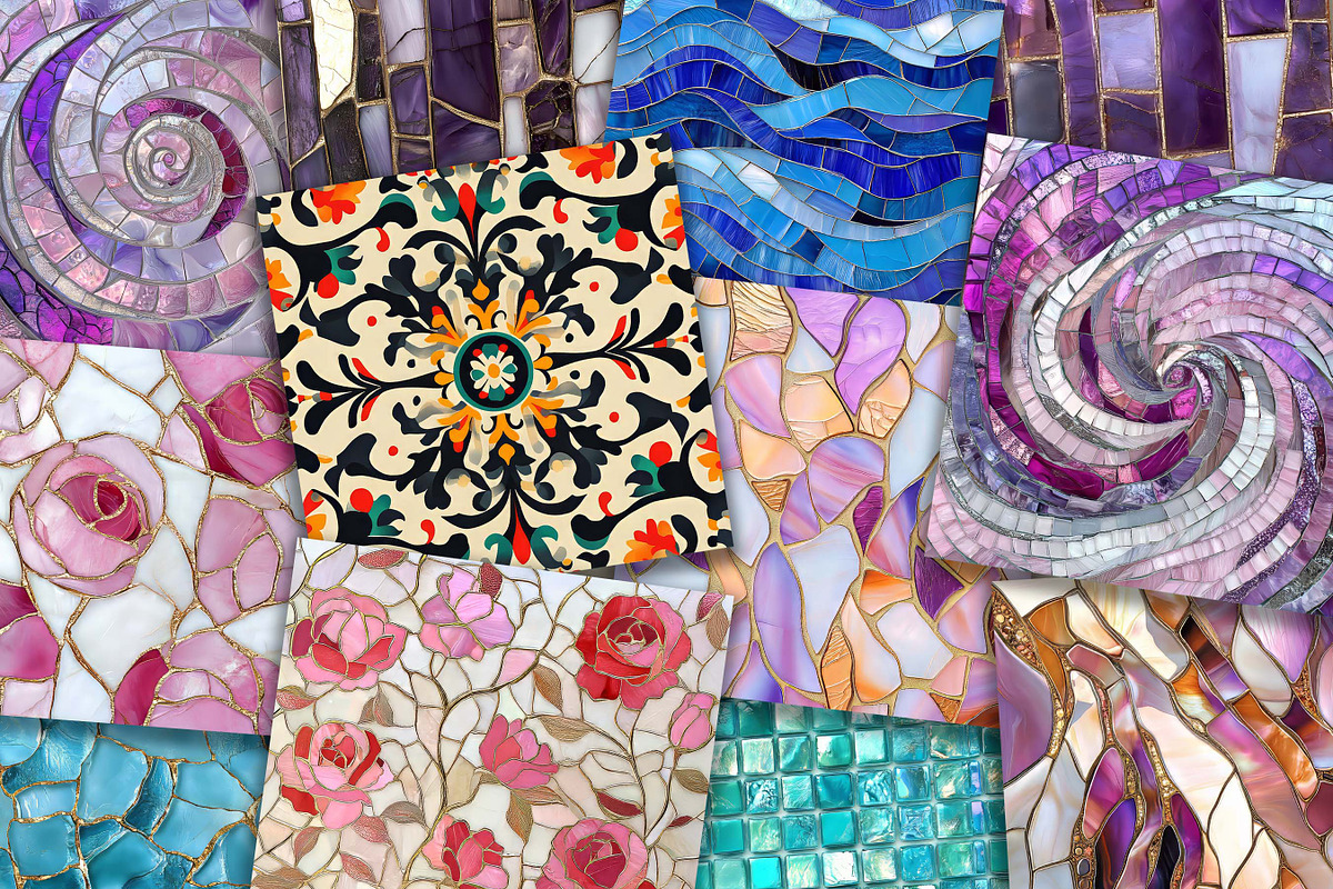 Mosaic Pattern Digital Paper Pack, a Pattern Graphic by Design Scotch (Photo 2 of 8)