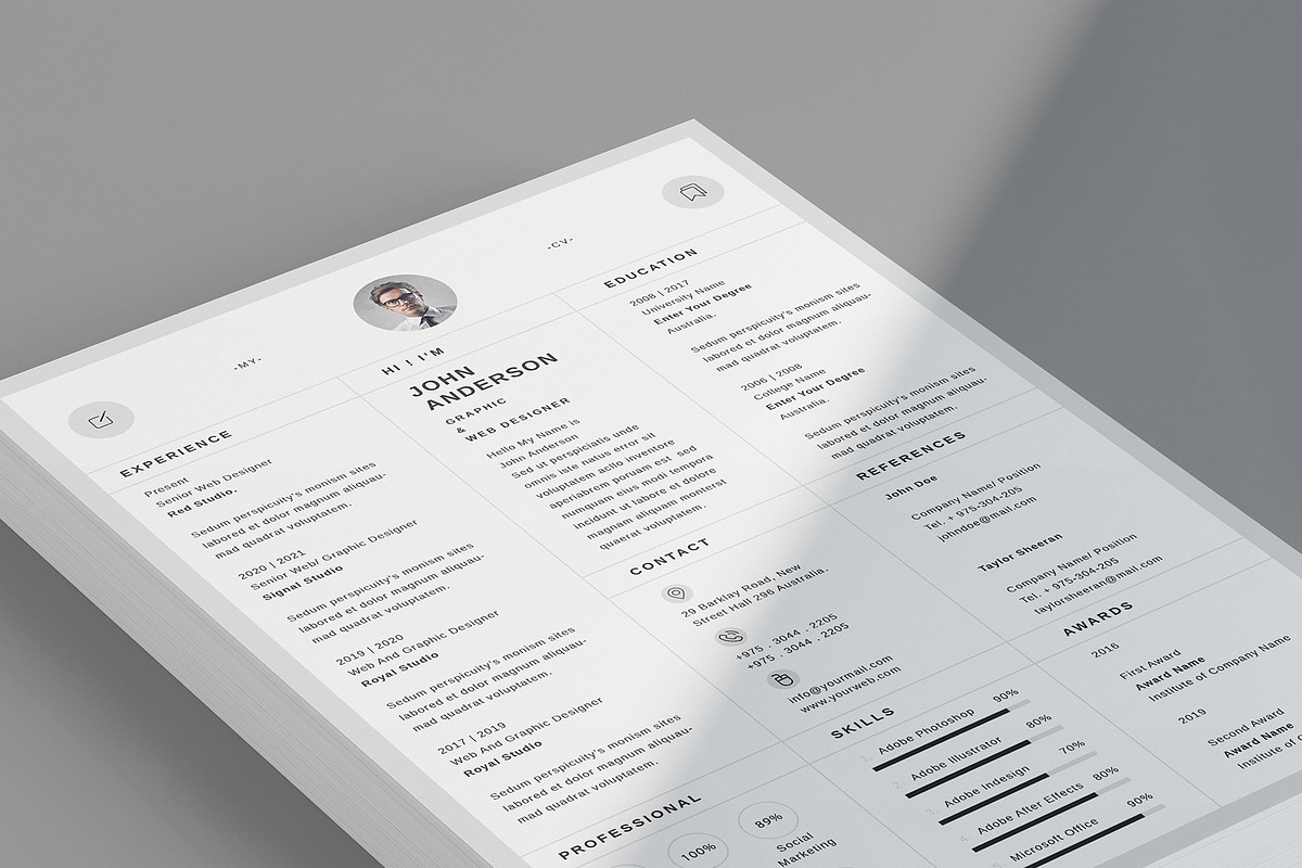 Clean Resume Template, a Resume Template by Designsoul14 (Photo 3 of 6)