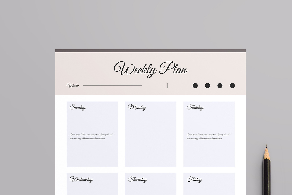 Weekly Plan Layout, a Stationery Template by MightyDesign (Photo 2 of 8)
