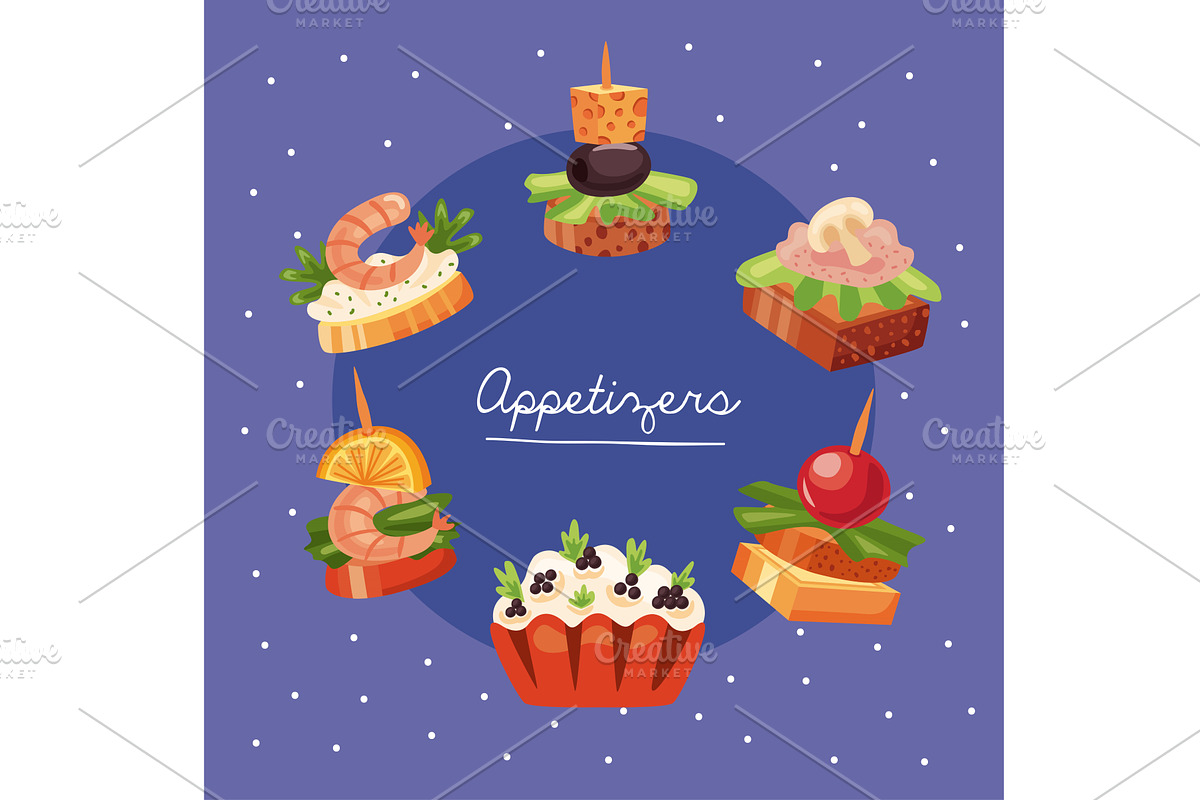 appetizers lettering with food, a Food Illustration by studiogstock