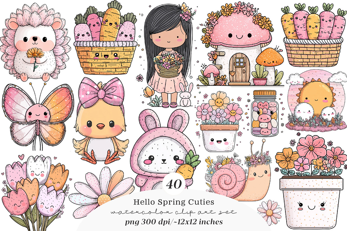 Hello spring cuties clipart - Spring, an Illustration by SinaCreation (Photo 1 of 11)