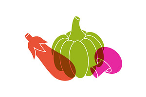 Vegetables color icons. Eggplant, an Object Illustration by GraphiShop