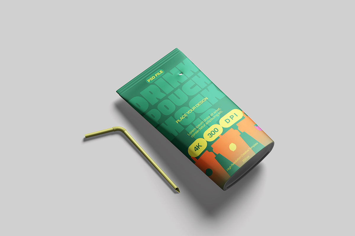 Editable Drink Pouch Mockup, a Packaging Mockup by bimockup (Photo 4 of 6)