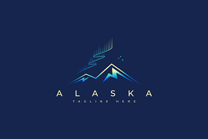 Alaska Abstract Aurora Mountain Logo, a Branding & Logo Template by Signatoro