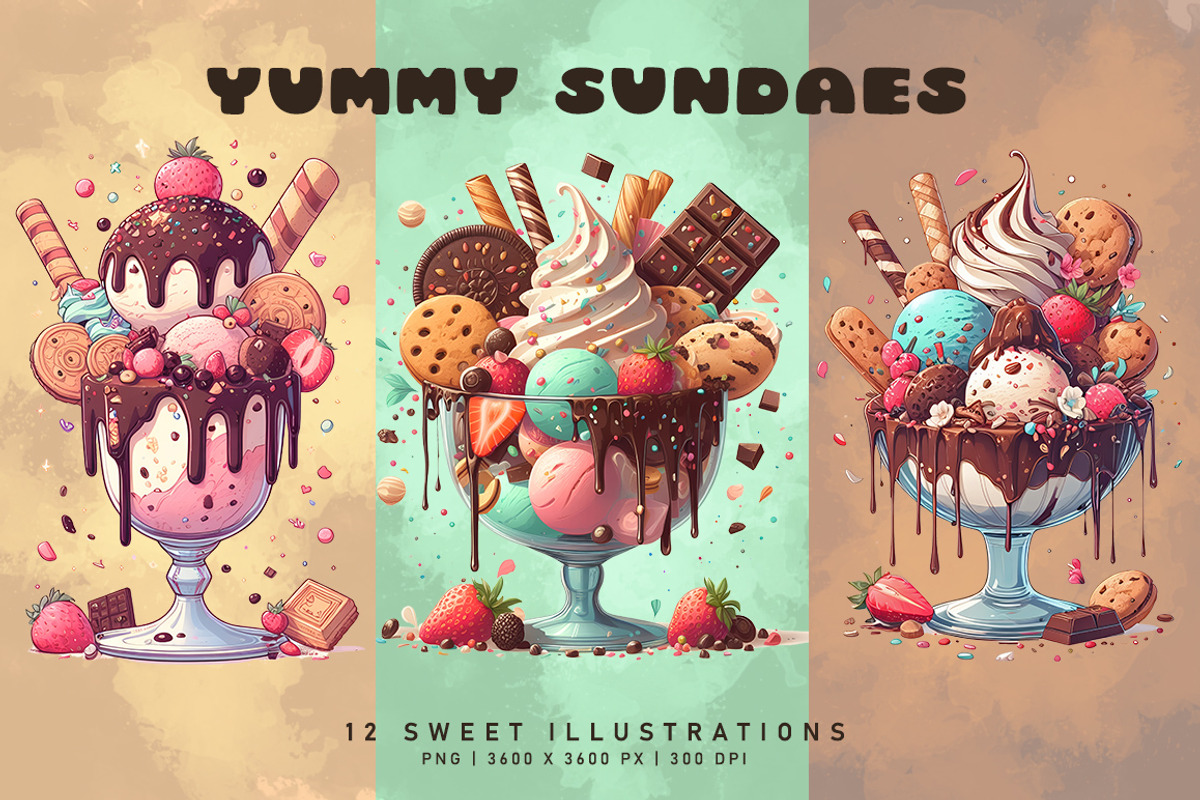 Yummy Sundaes, a Food Illustration by Digital Art Creations (Photo 2 of 9)