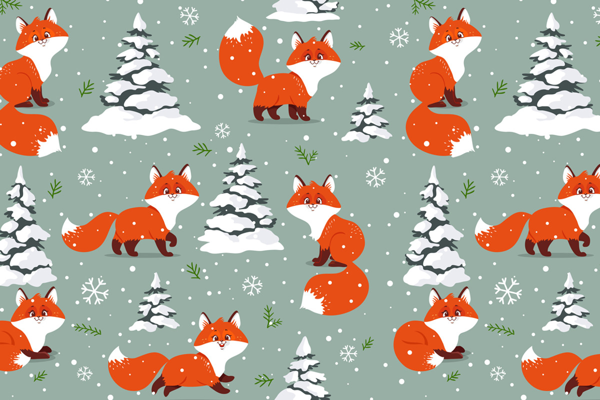 Winter seamless pattern, an Animal Illustration by JulianArt (Photo 3 of 7)