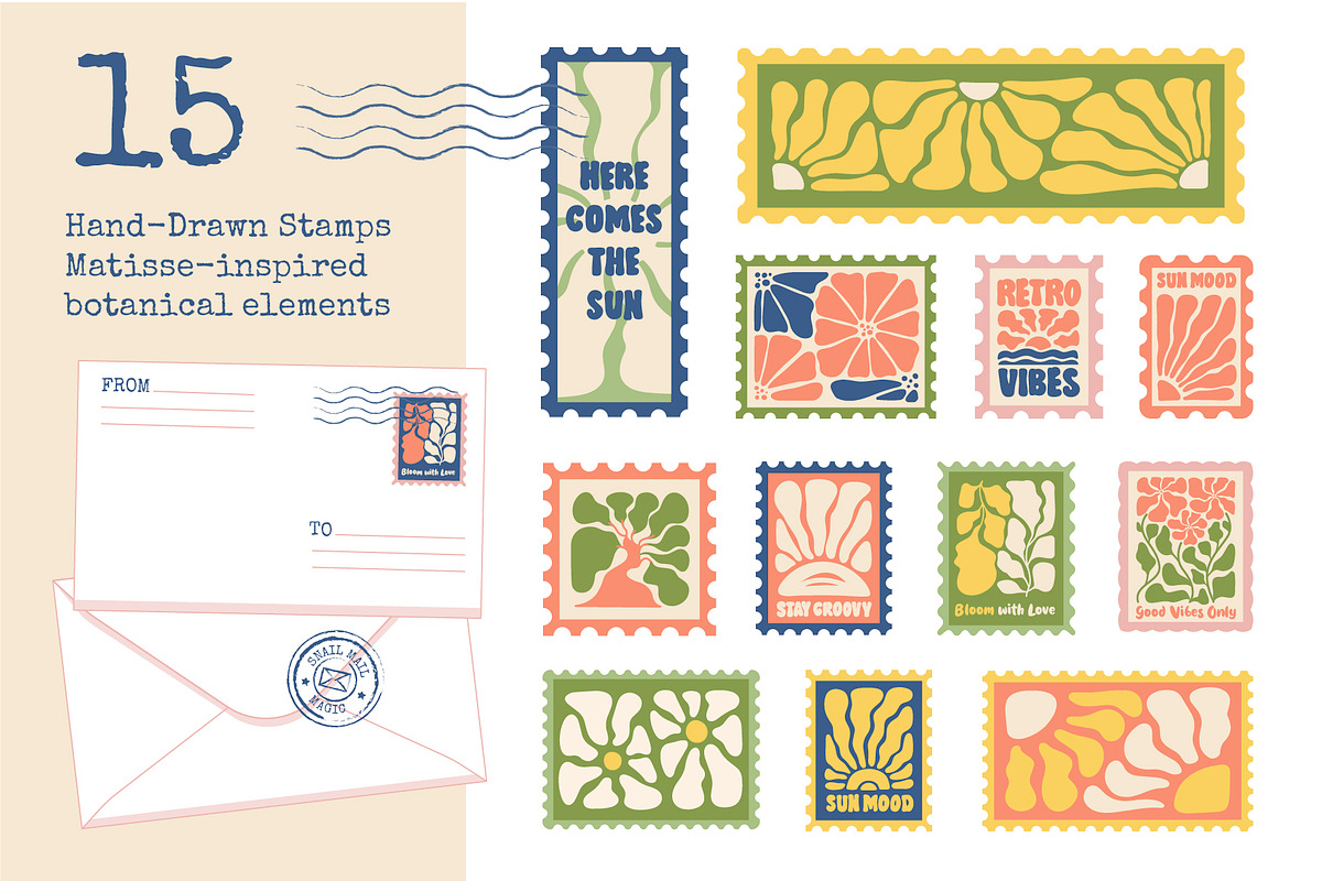 Postage Stamps and Matisse Botanical, an Object Illustration by Lettering_Logo (Photo 3 of 8)