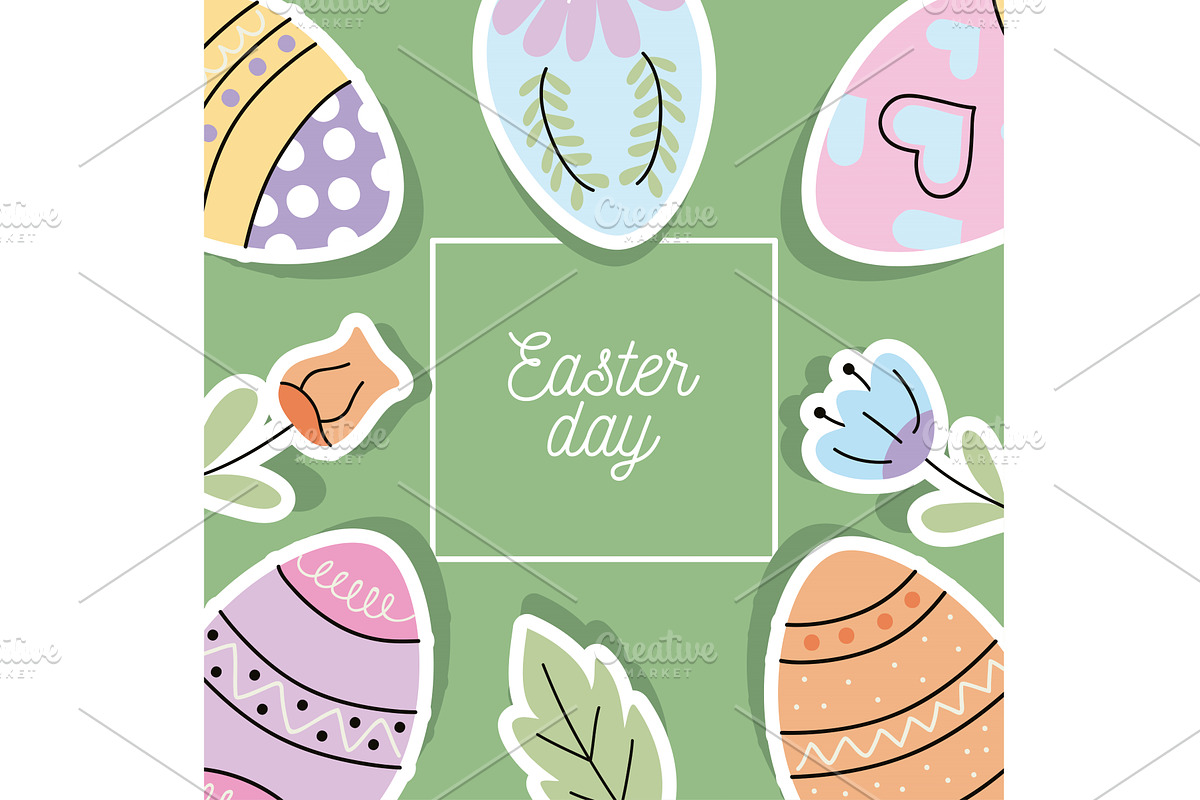 happy easter frame, an Illustration by studiogstock